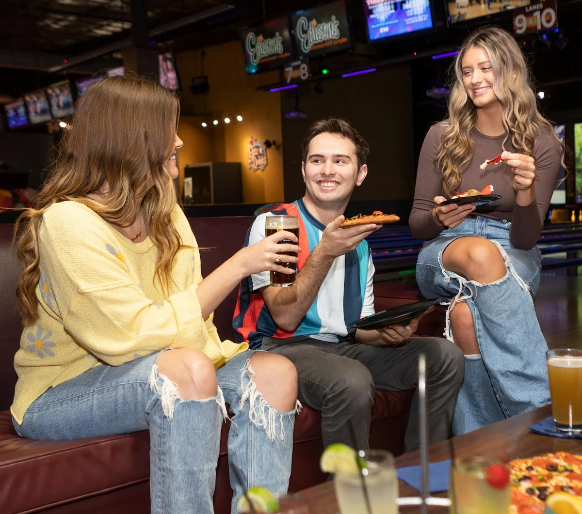 people eating at happy hour