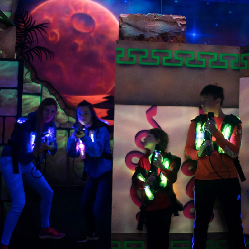 kids playing laser tag