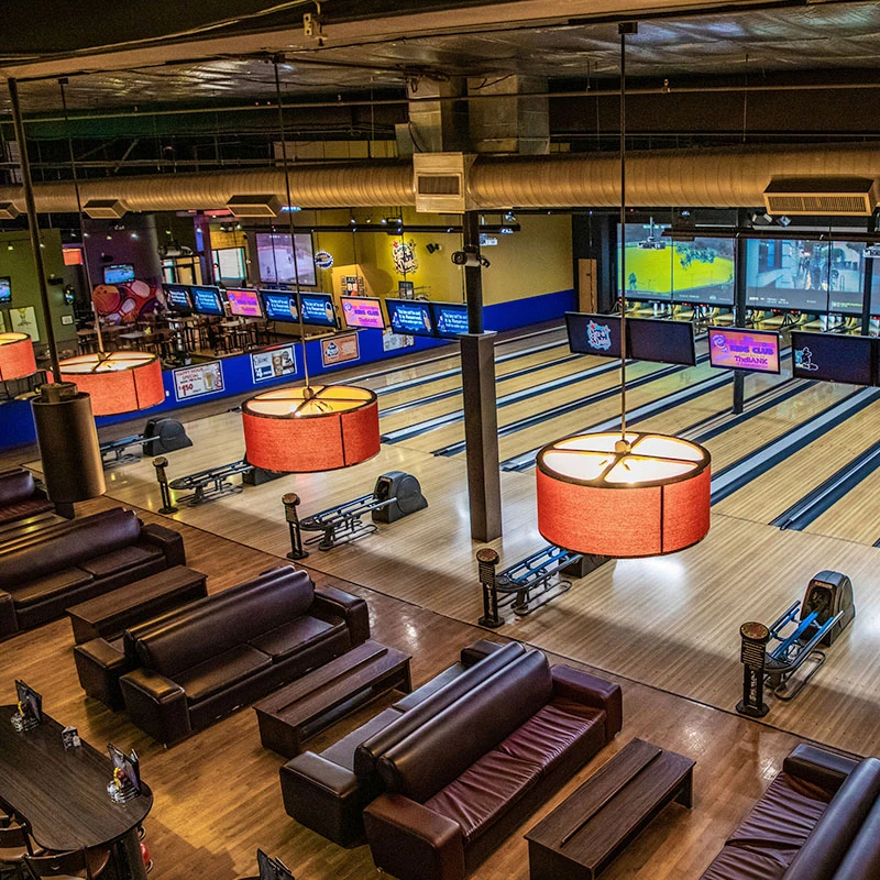 overview of a bowling alley