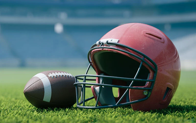 football helmet on the ground