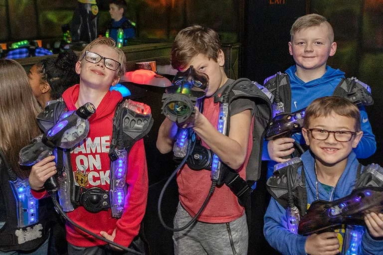 kids playing laser tag together